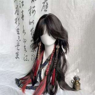 ch瓷爹cos服假发女全头套黑红挑染羊毛卷水母头古风瓷爹万圣节cos