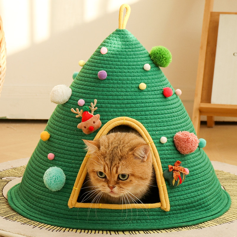 圣诞树猫窝冬季保暖封闭式安全感四季通用猫房子屋宠物猫咪睡觉窝