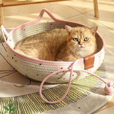 编织猫窝藤编猫窝四季通用可水洗