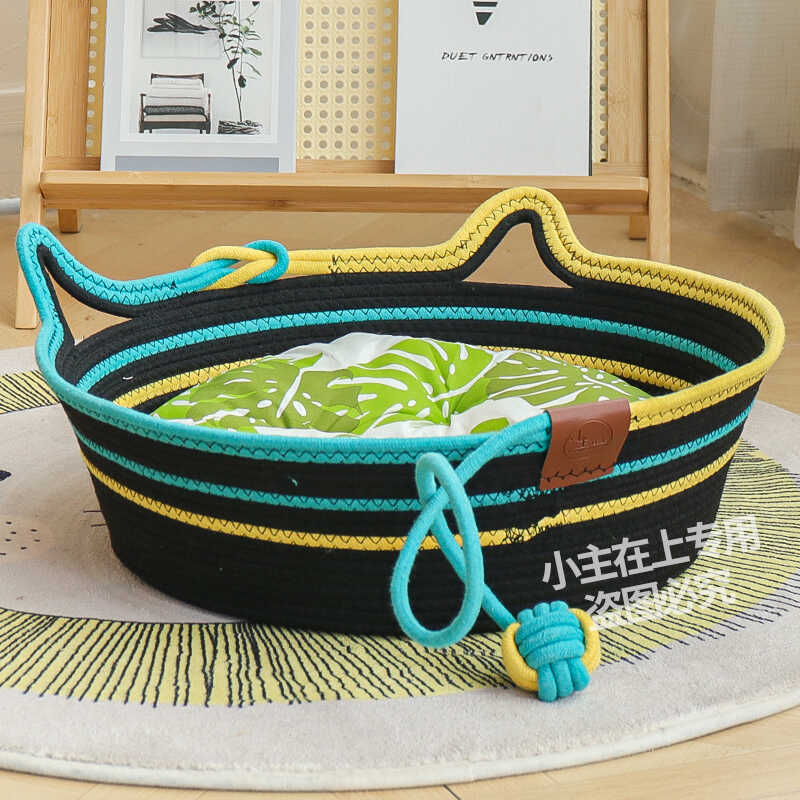 猫窝四季通用粗麻编织窝可水洗