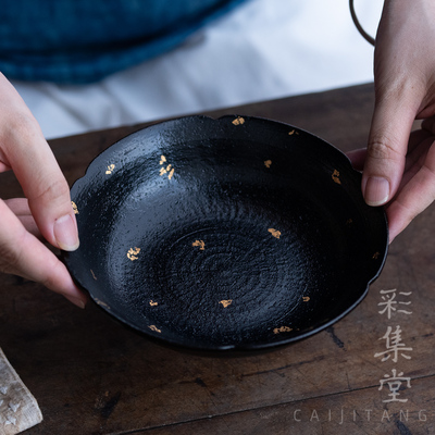 手工大漆金箔壶承茶承