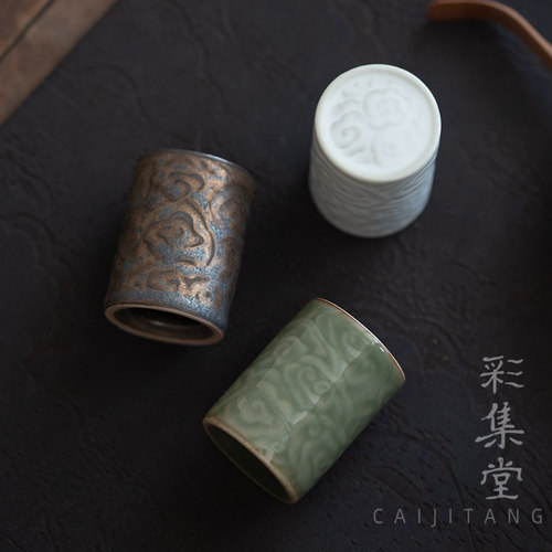 茶人小物件祥云盖置盖柱盖托