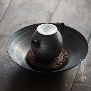 复古鎏金壶承 彩集堂 老味手工陶器干泡台茶承储水圆盘底座茶壶垫