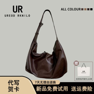 UR大容量软皮复古饺子斜挎包女2025新款上班通勤腋下包单肩托特包