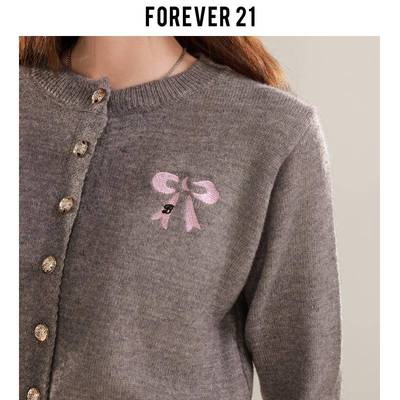 Freve衣r 2o1蝴蝶结甜美PMJ长袖针织上女灰色独特毛衣别开衫短致