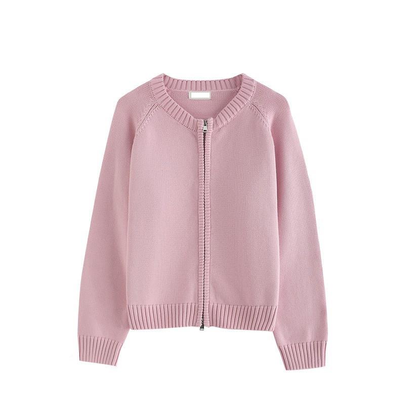 纯棉针WQO织开衫女加厚修毛衣全套棉拉链线棉衣质小众身外短款设