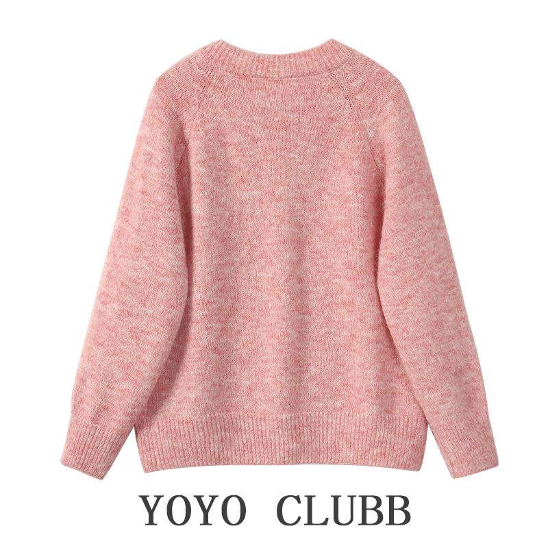 YOYO SPC糯LUB设计感卡通刺绣毛衣衫外套女秋季慵懒风软B针织上开