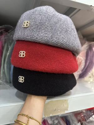 2025新款大头围定型B标前进帽女可反戴显脸小贝雷帽时尚百搭帽子