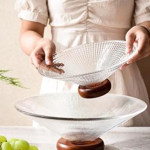 水果盘玻璃客厅家用茶几干果糖果盘创意零食摆放收纳盘果篮 日式