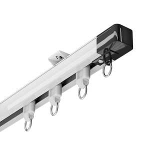 铝合金顶装侧装窗帘轨道伸缩窗帘杆导轨滑轮挂钩滑道双轨静音滑轨