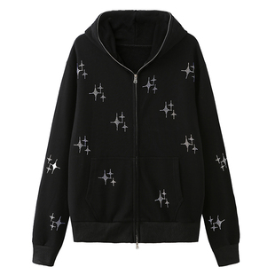 Hot Coat情侣烫钻连帽开衫 Diamond Cardigan 外套 Hooded Couple