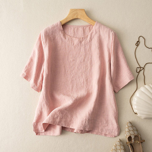 圆领女士短袖上衣   Round neck women's short sleeved shirt
