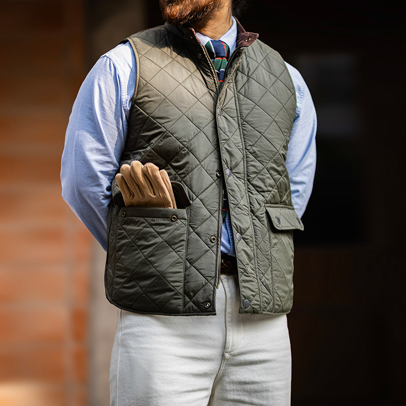 古叔的着 美式复古菱格绗缝马甲男春季新款立领夹棉保暖休闲背心,男装,常规马甲,淘宝优惠券,粉丝福利购,淘宝优惠卷