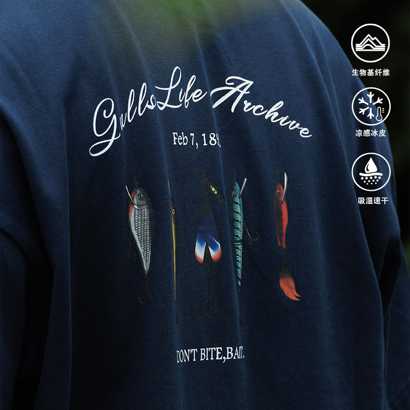古叔的着  &ldquo;钓鱼佬&rdquo; 索罗娜凉感短袖t恤夏季鱼饵印花上衣TEE