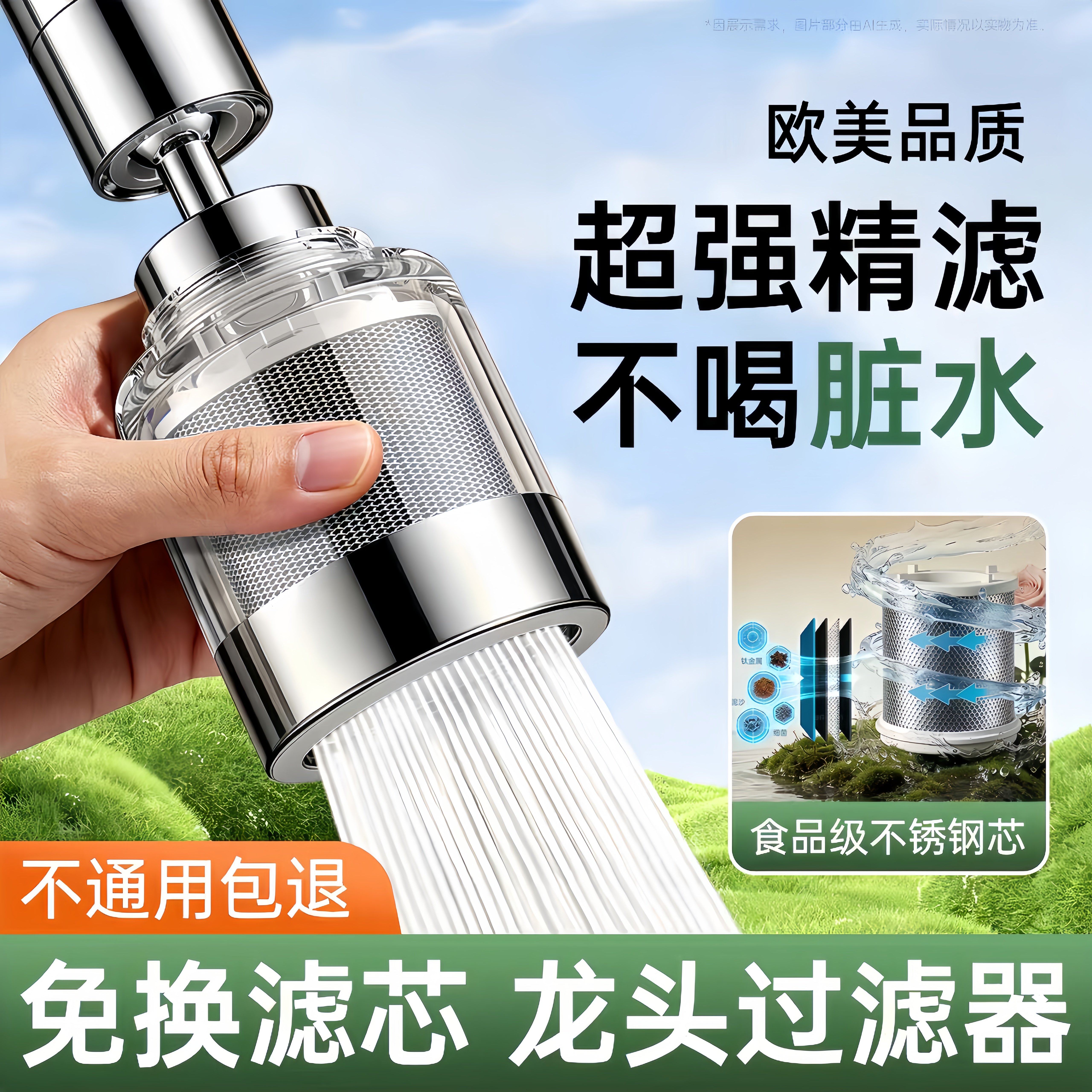 厨房龙头过滤器万向延伸器防溅水神器厨房自来水净水器通用水嘴