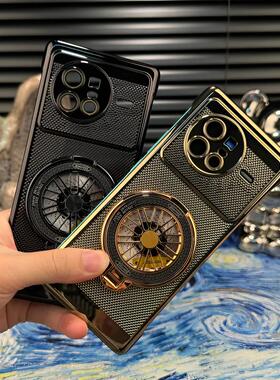 解压陀螺支架适用vivoX80Pro手机壳新款电镀网格散热壳vivoX80高级感小众自带镜头膜超薄防摔透气男女手机套