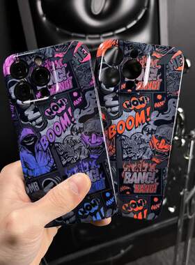 潮牌个性插画涂鸦适用苹果华为vivooppo/小米手机壳iphone14promax全包硬壳ma40pro情侣15外壳13创意12保护套