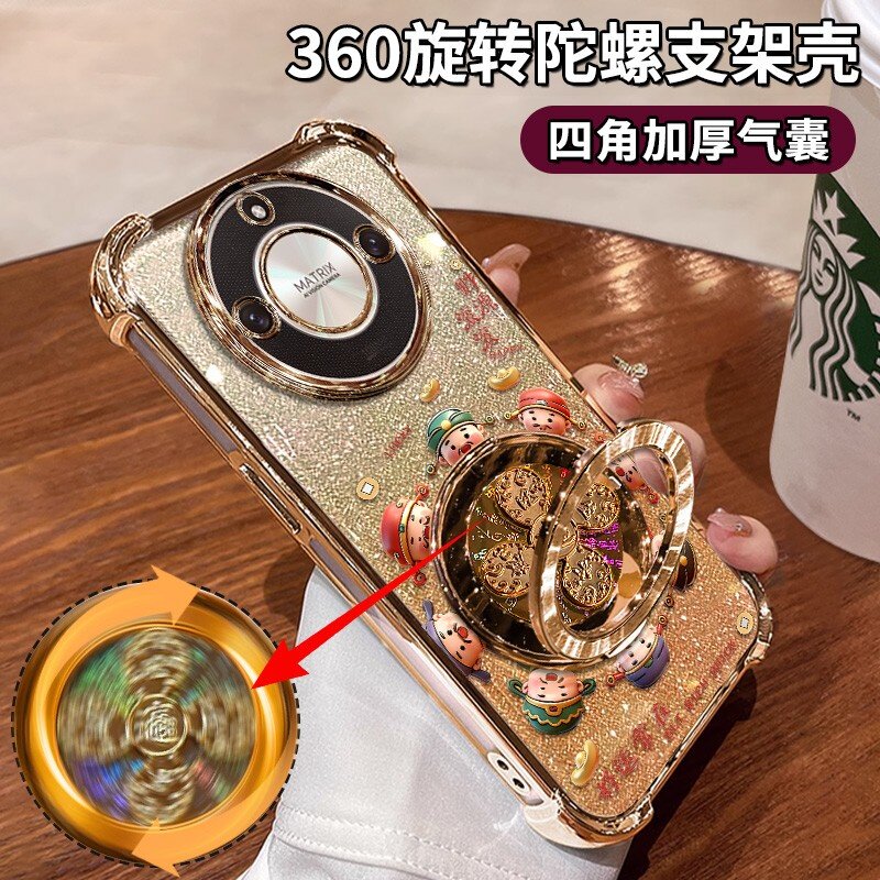 风生水起支架电镀防摔适用荣耀x70手机壳新年爆款全包透明保护套巨好看的x60pro保护套高级x50感简约女款外壳