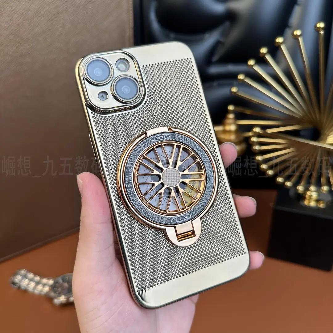 适用苹果13手机壳解压陀螺磁吸支架iphone13promax自带镜头膜高清镜头膜电镀散热防摔壳15全包14个性创意外壳