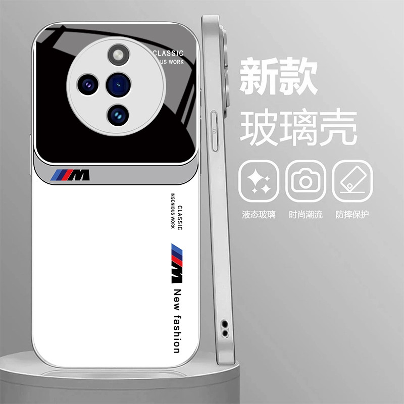 高档商务宝马玻璃壳适用OPPOFindX7手机壳新款2025网红爆款findx7ultra全包防摔保护套findx8/8pro简约外壳男