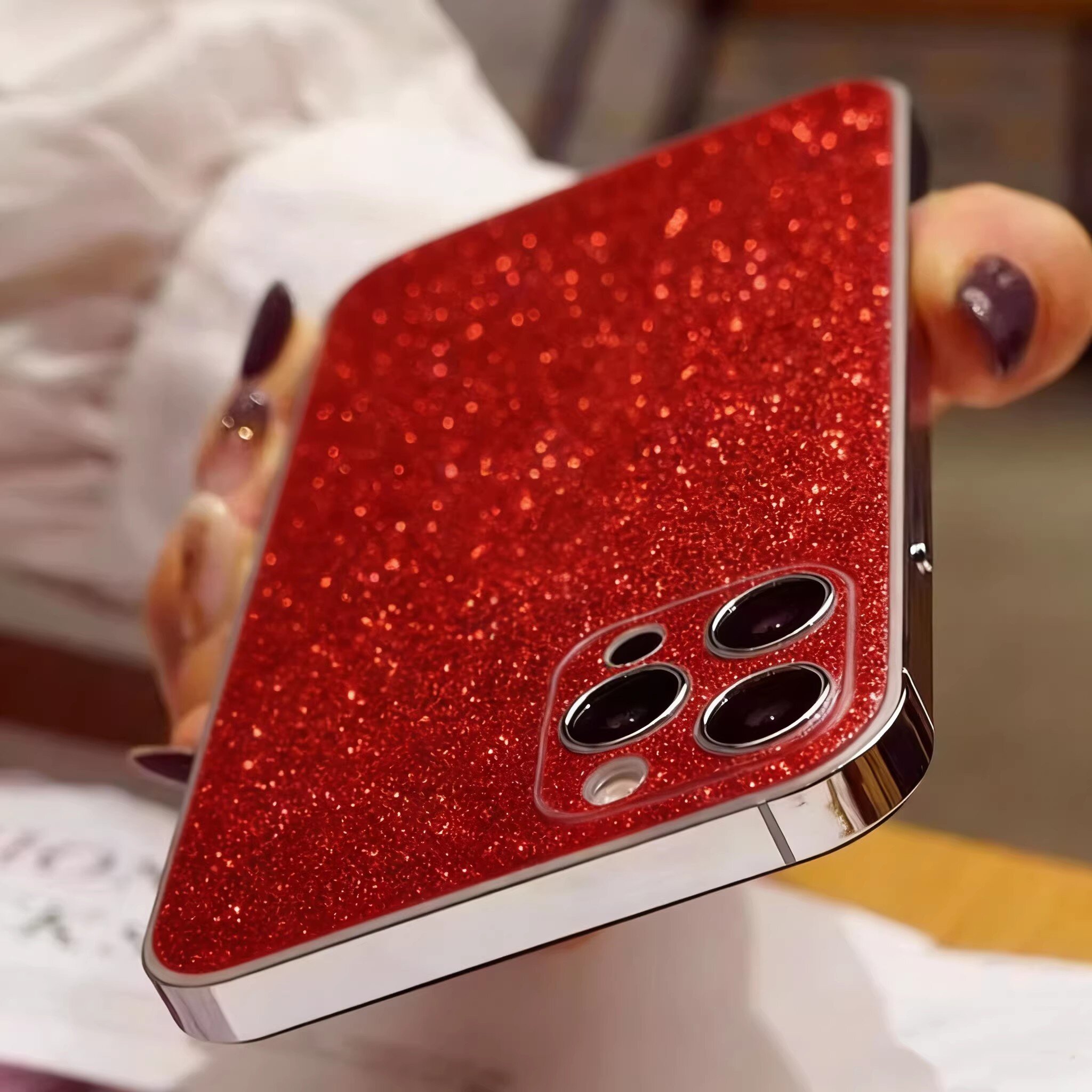 适用苹果17promax闪粉后膜13全包侧边镜头iphone16pm磨砂抗指纹改色后盖贴15卡通闪钻背膜全身贴1413超薄背膜