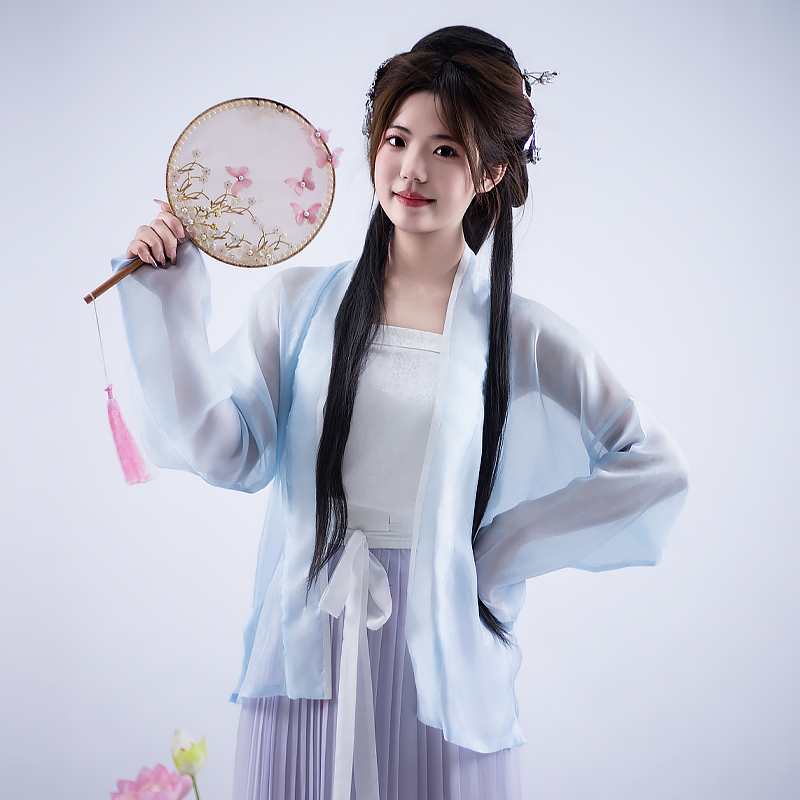 原创对襟薄款一片式齐腰褶裙宋制