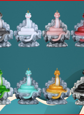 灵蛇蟒常彩神像平安招财装饰摆件