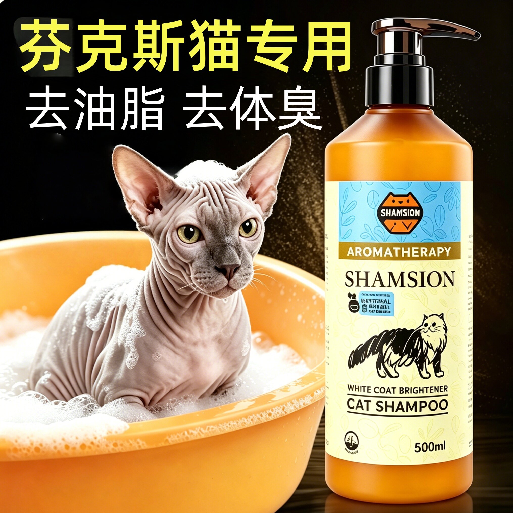 无毛猫专用沐浴露控油去油脂螨斯芬克斯宠物猫咪洗澡用品香波浴液