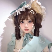 假发全头套女Lolita双马尾可拆卸式 罗马卷doll感可爱抓夹款 仿真发