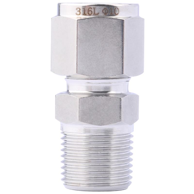 316不锈钢高压双卡套式直通终端外螺纹接头铜管气源仪表液压油管