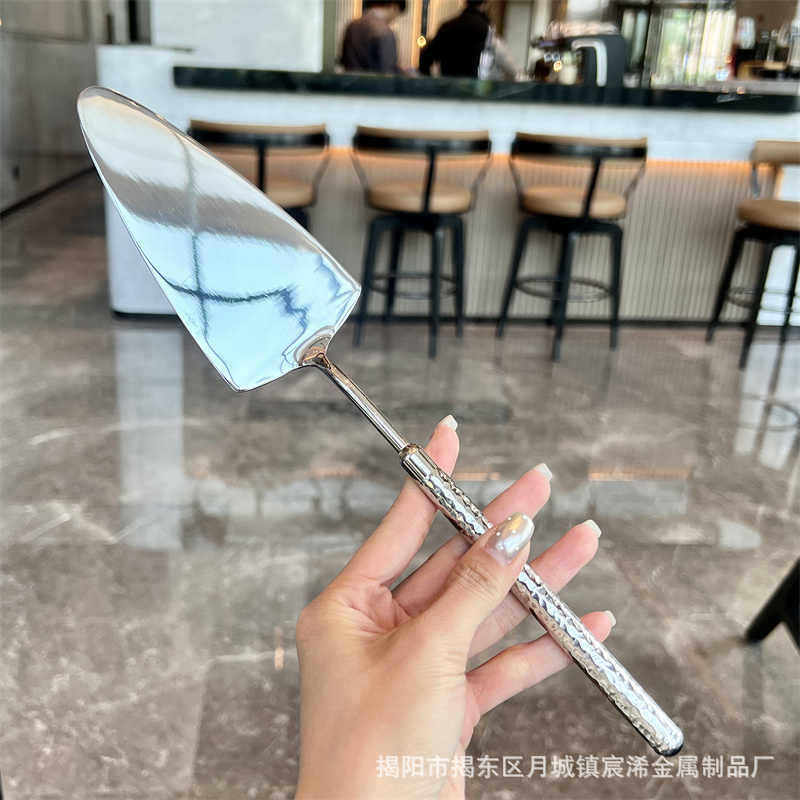 圆钻锤纹304不锈钢蛋糕铲打蛋器厨具 创意防烫柄一体蛋糕刀铲套装
