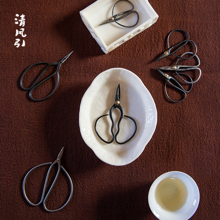 清风引手工锻打茶艺小剪刀茶叶袋剪子茶道配件铁剪mini丁纪灿手作