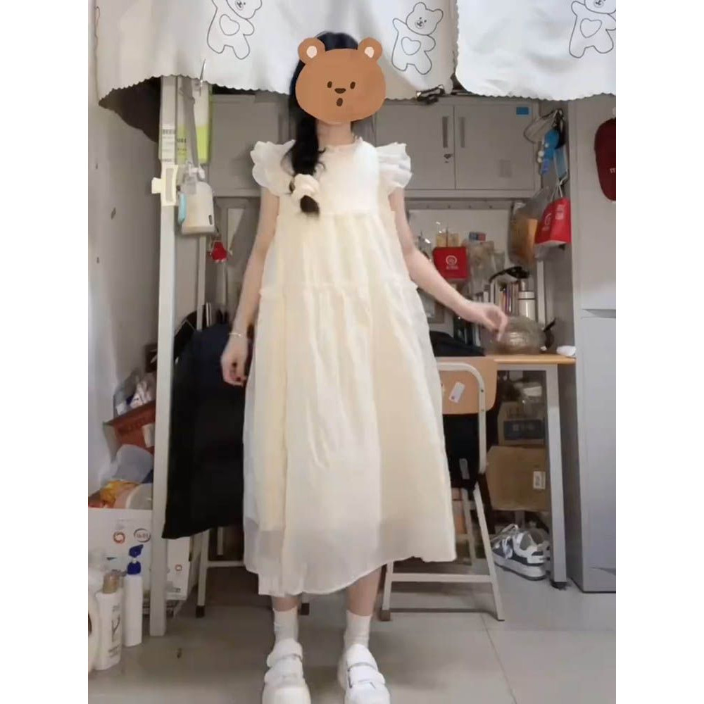 甜美初恋小飞袖气质连衣裙女学生连衣裙