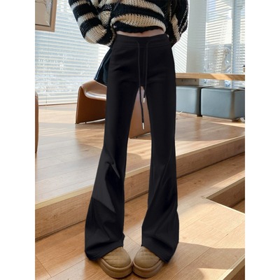 灰色喇叭裤女春秋2024新款高腰显瘦马蹄裤休闲小个子美式运动裤子