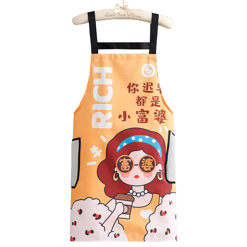 围裙夏季薄款女夏天新款2022网红纯棉帆布做饭防油家用厨房透气