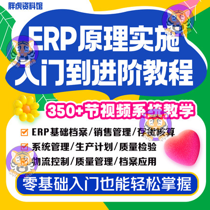 ERP系统学习入门原理实施实操系统自学视频教程仓库管理教学辅导