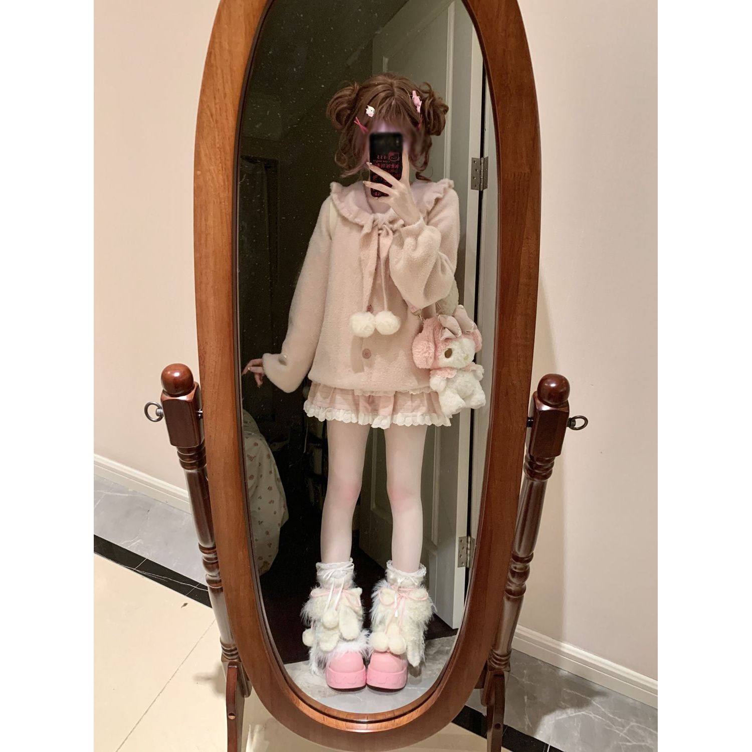 【软软】毛茸茸古着感日系软糯针织开衫粉色短款半身裙甜美套装,女装/女士精品,时尚套装,淘宝优惠券,粉丝福利购,淘宝优惠卷