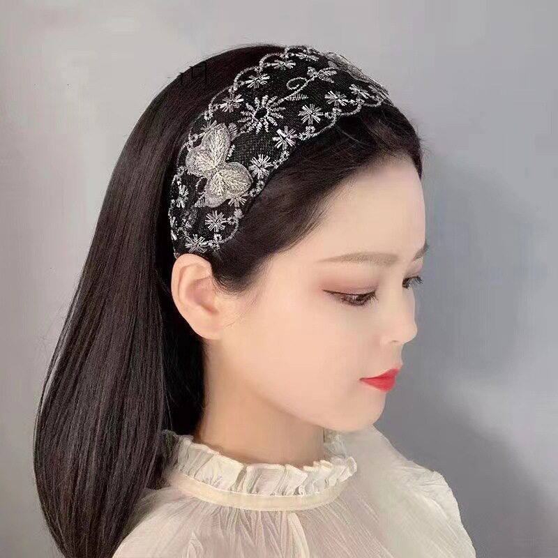 发箍蕾丝宽边简约秋冬外戴百搭防滑压发碎发神器遮白发带头箍头饰