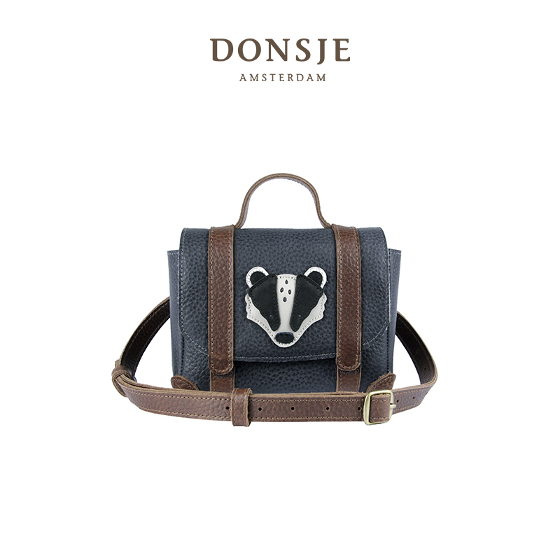 Donsje荷兰儿童真皮腰包单肩包獾款邮差包男女童腰包幼儿园外出包