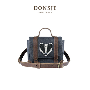 Donsje荷兰儿童真皮腰包单肩包獾款 邮差包男女童腰包幼儿园外出包