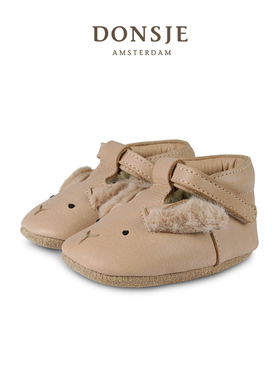 Donsje荷兰兔子款加绒婴儿学步鞋宝宝秋冬真皮室内新生儿童保暖鞋