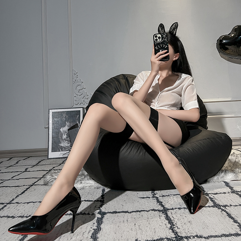 黑性感大腿过膝调丝袜半截长筒渔网袜腿环一体吊带女