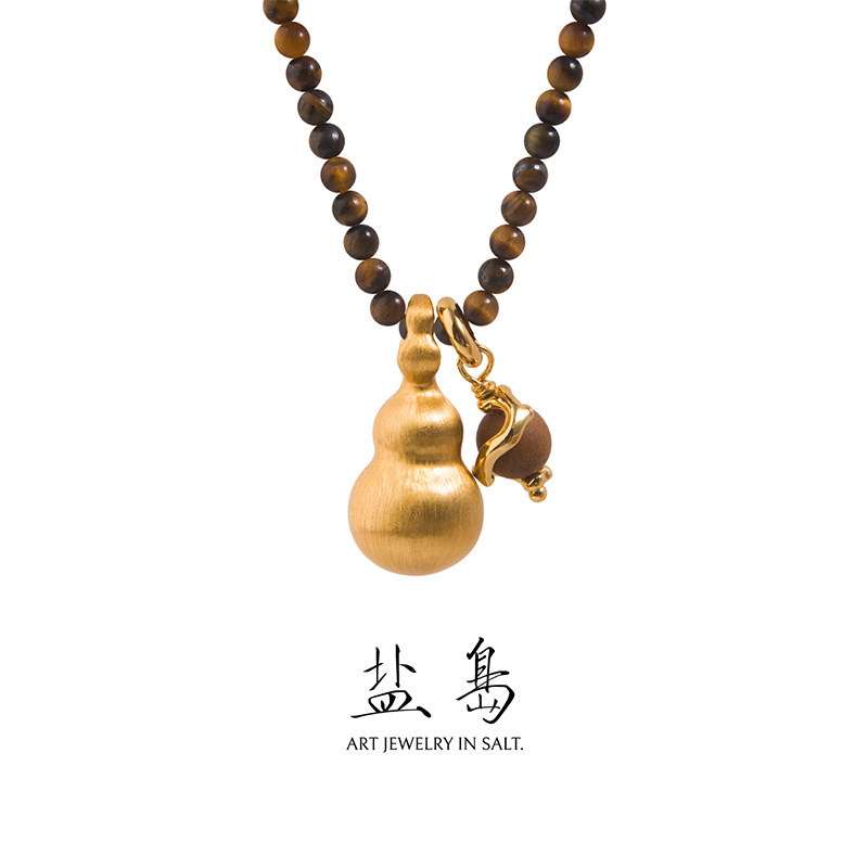 盐岛葫芦锦鲤虎眼石白玛瑙项链手串新中式饰品颈链