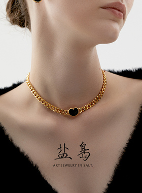 盐岛笛卡尔小胖心黑玛瑙choker