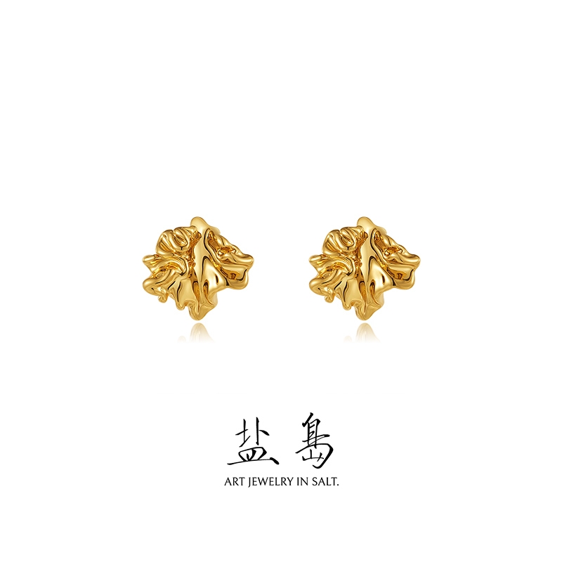 盐岛熔蜡小块耳钉简约独特耳饰