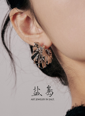 盐岛于文文同款洄溯双洄耳圈耳环小众气质清冷设计师通勤耳饰金色