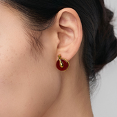 盐岛锦鲤平安红玛瑙耳钉项链手链新年饰品红色本命年轻奢礼物