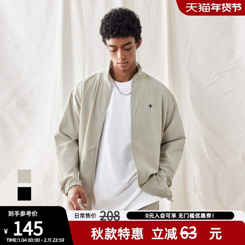 bdpowerup新款户外立领印花外套潮牌男简约纯色梭织宽松休闲外套,男装,夹克,淘宝优惠券,粉丝福利购,淘宝优惠卷