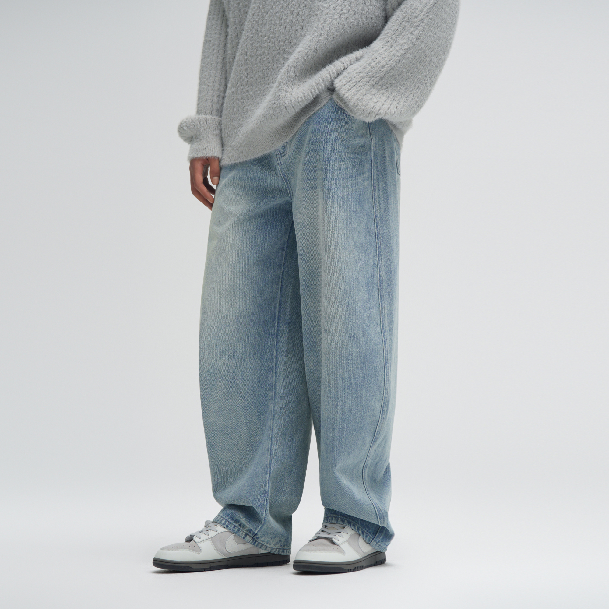 复古美式弯刀牛仔裤休闲宽松