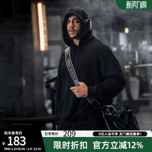 BD纯色连帽运动卫衣男美式 简约印花健身套头卫衣男宽松